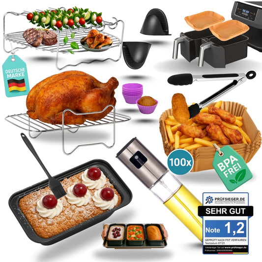 13-teiliges Airfryer Zubehör-Set für Ninja Foodi, Rechteckig , 2 Kammern