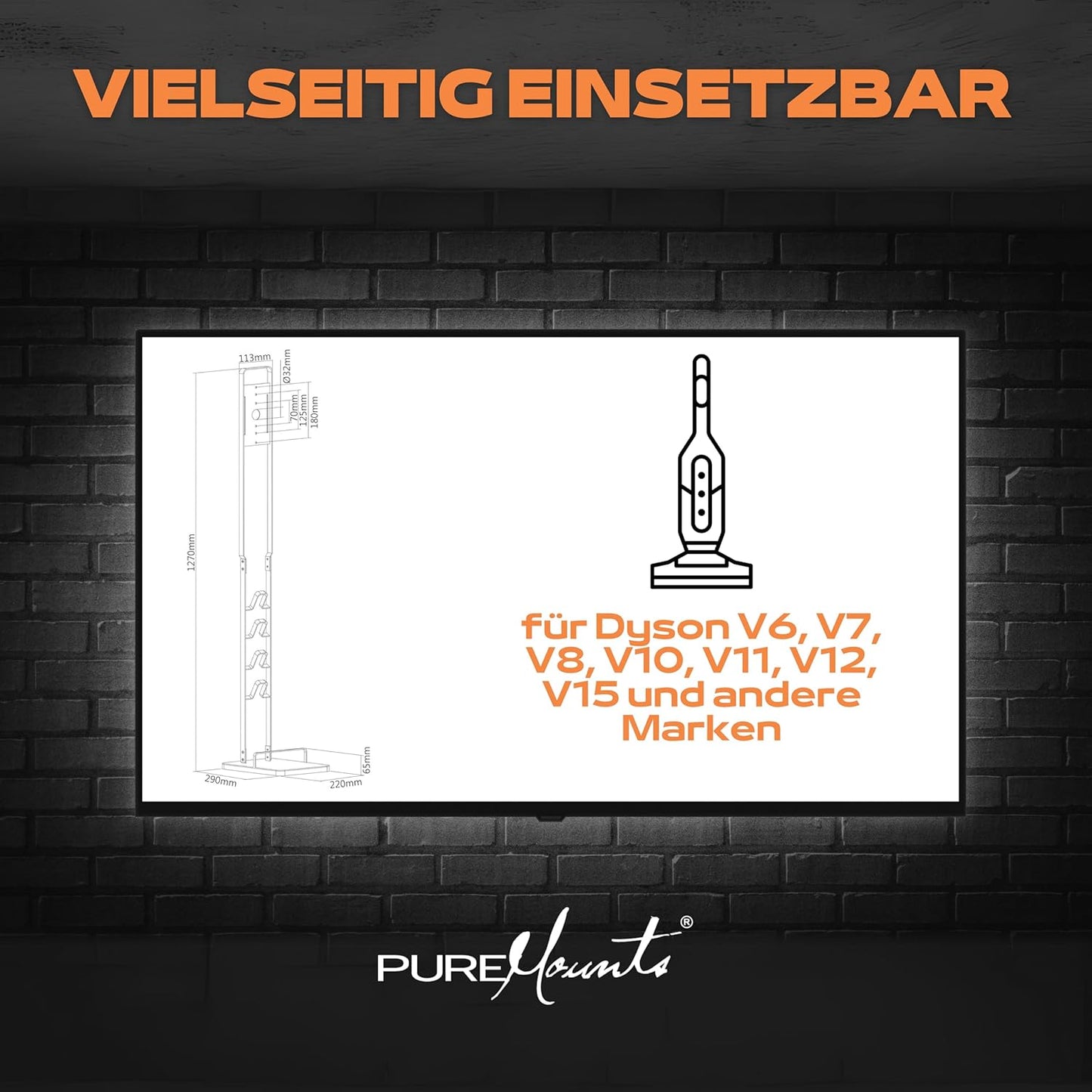 Staubsaugerständer für Dyson V7-V15 Modelle, Schwarz