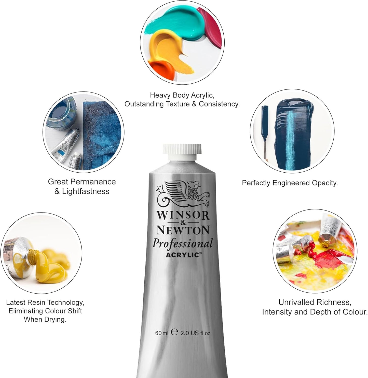 Acrylfarbe Echtgelb, Echtgelb Mittel Professional Acrylfarbe - 60ml Tube