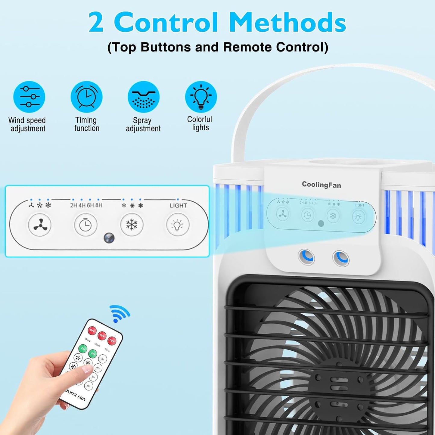 4-in-1 Klimaanlage mit Timer & LED-Licht, Weiß