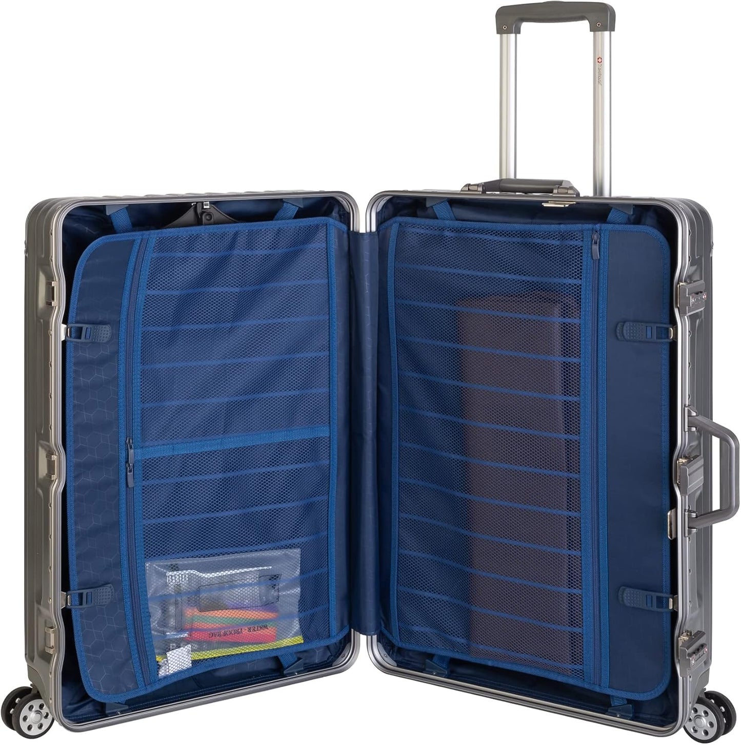 Reisekoffer mit Aluminiumrahmen und TSA-Schlössern, Grau Großer Koffer