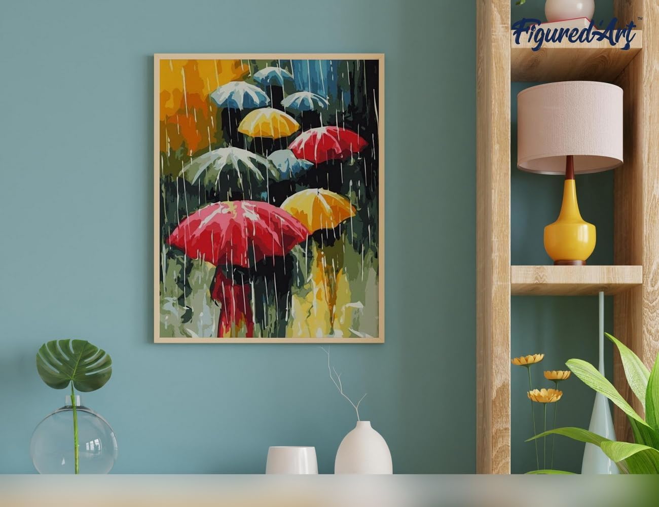 Malen nach Zahlen Set - Menschen mit Regenschirme, Menschen mit Regenschirme 40x50cm Mit Keilrahmen (nicht gespannt)