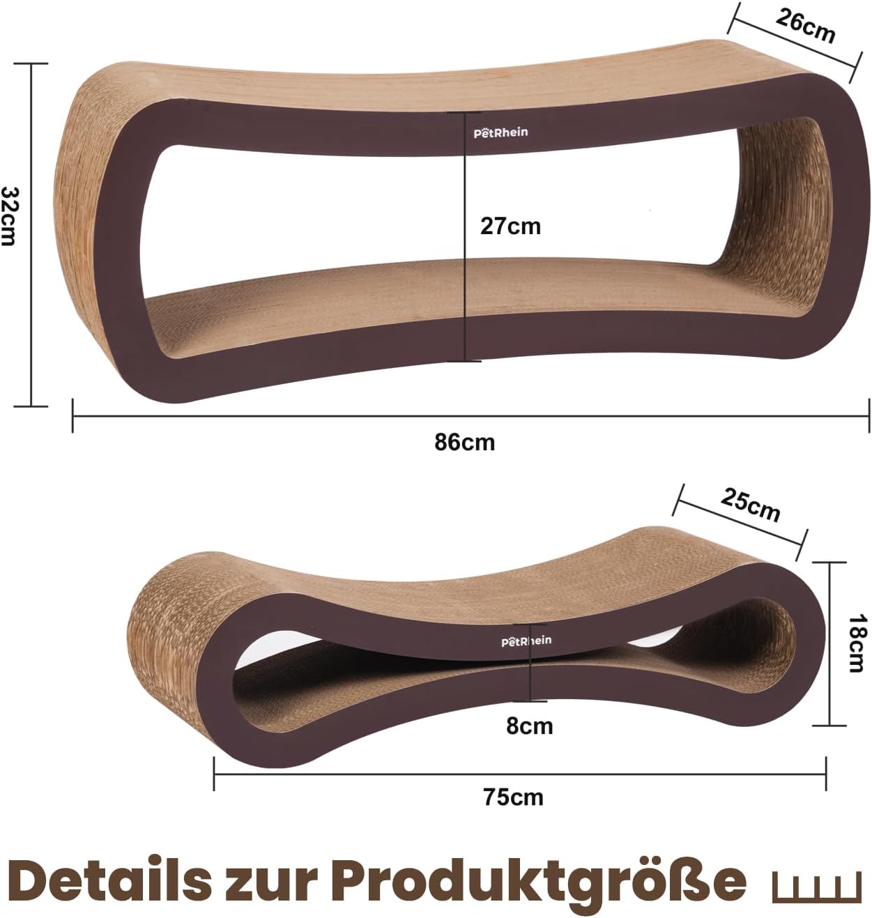 2-in-1 Kratzbrett für Katzen, Braun