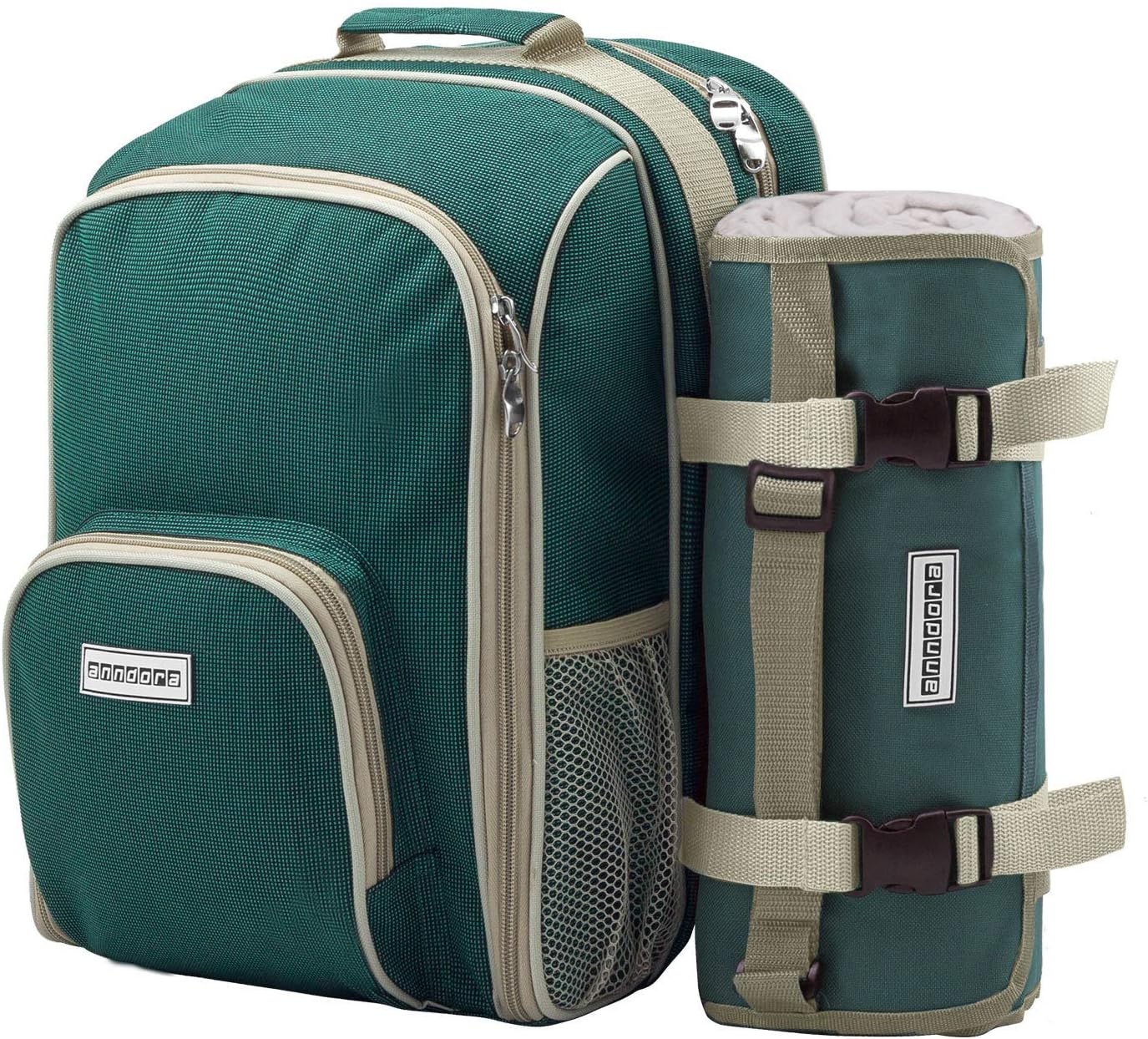 11-teiliges Picknickrucksack-Set mit Decke, Grün Set