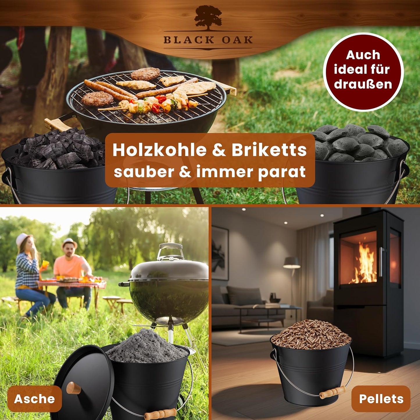 Ascheeimer Pago mit Kehrset, Pago 5L Eimer + Kehrset