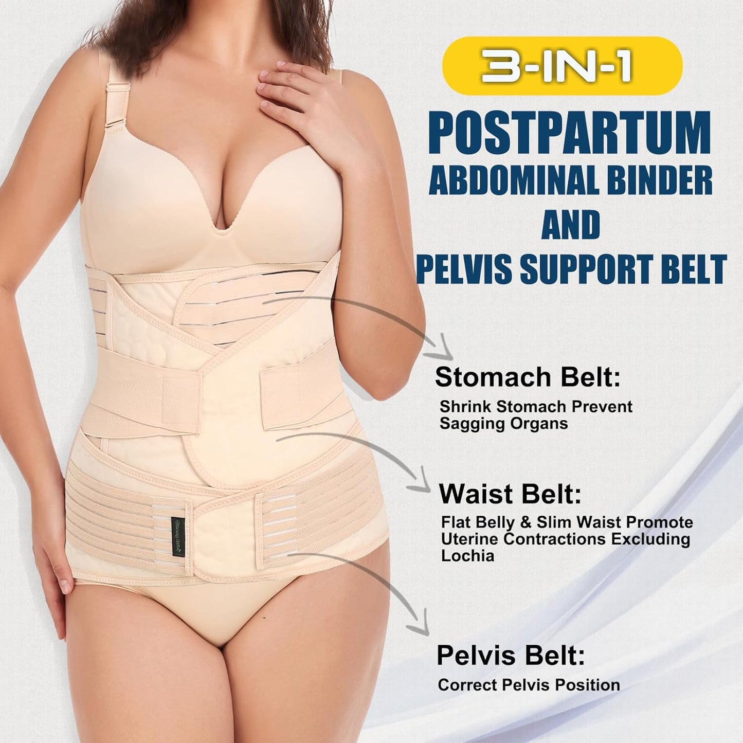3-in-1 Postpartale Bauchstütze, Einheitsgröße (Pack of 1) Beige