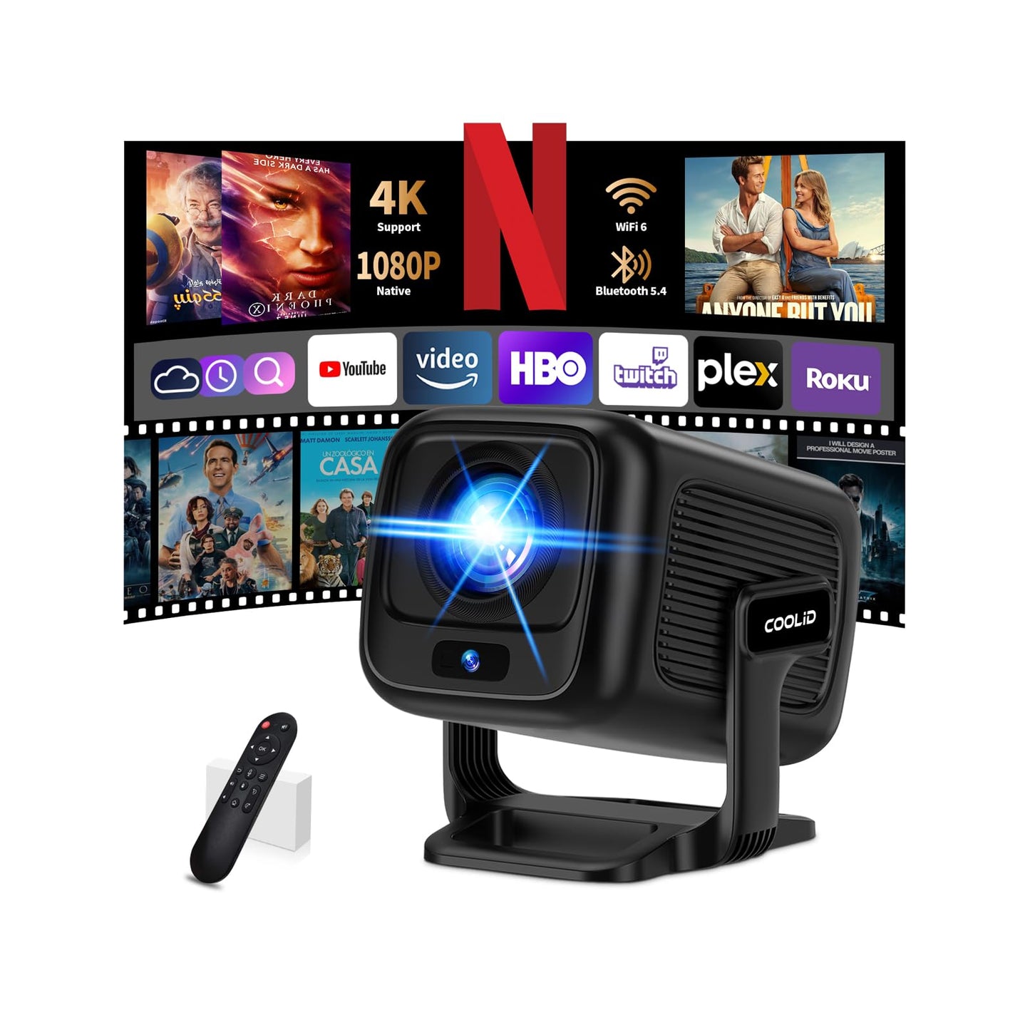 4K Autofokus Projektor C3 mit 5G WiFi und BT 5.4, Black-C3