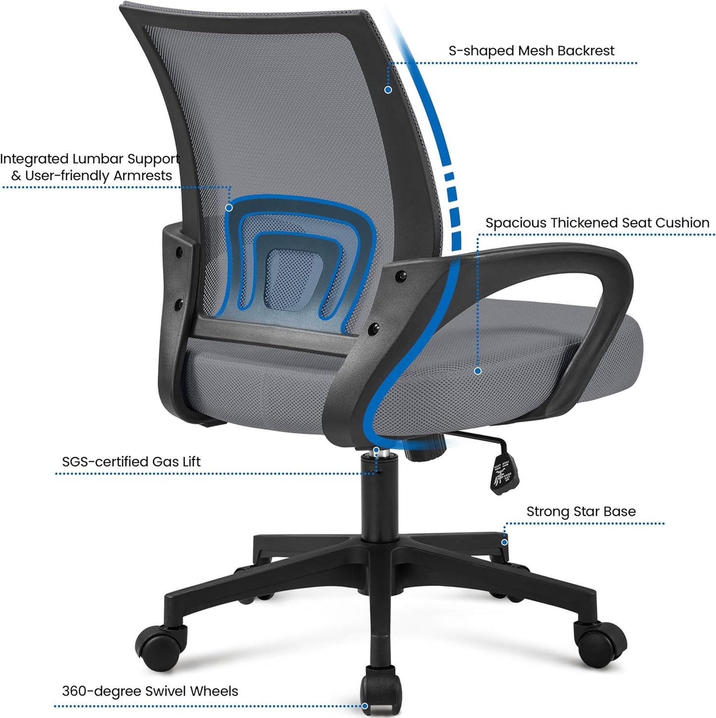 Ergonomischer Schreibtischstuhl, Dunkelgrau