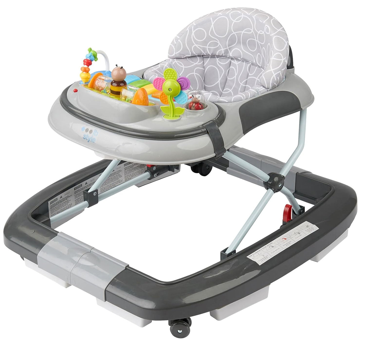 5in1 Lauflernwagen "Little World" mit Schaukelfunktion, Licht & Melodie, Grau