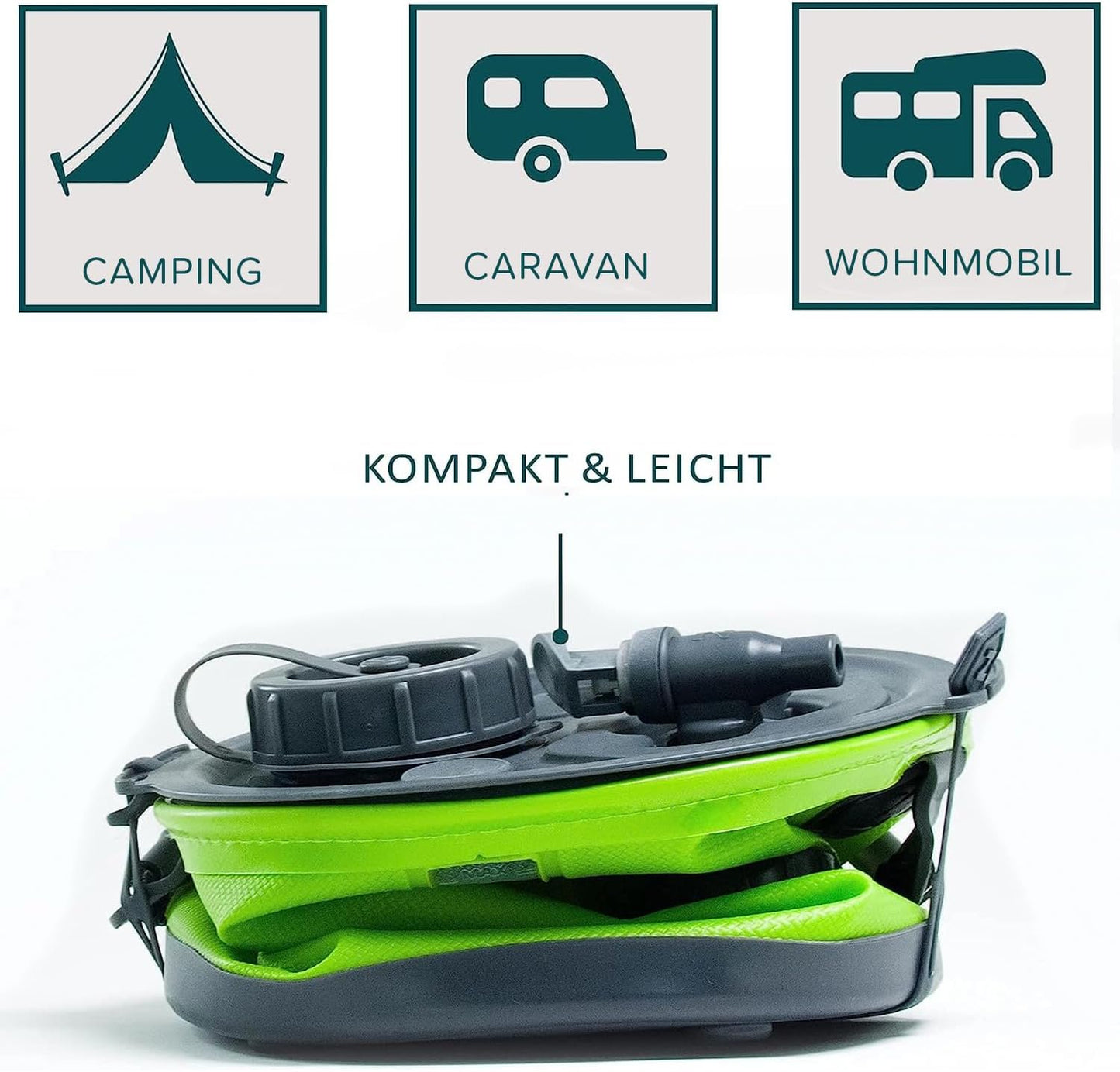 2-in-1 Faltbarer Wasserkanister mit Hahn, 8l, Grün