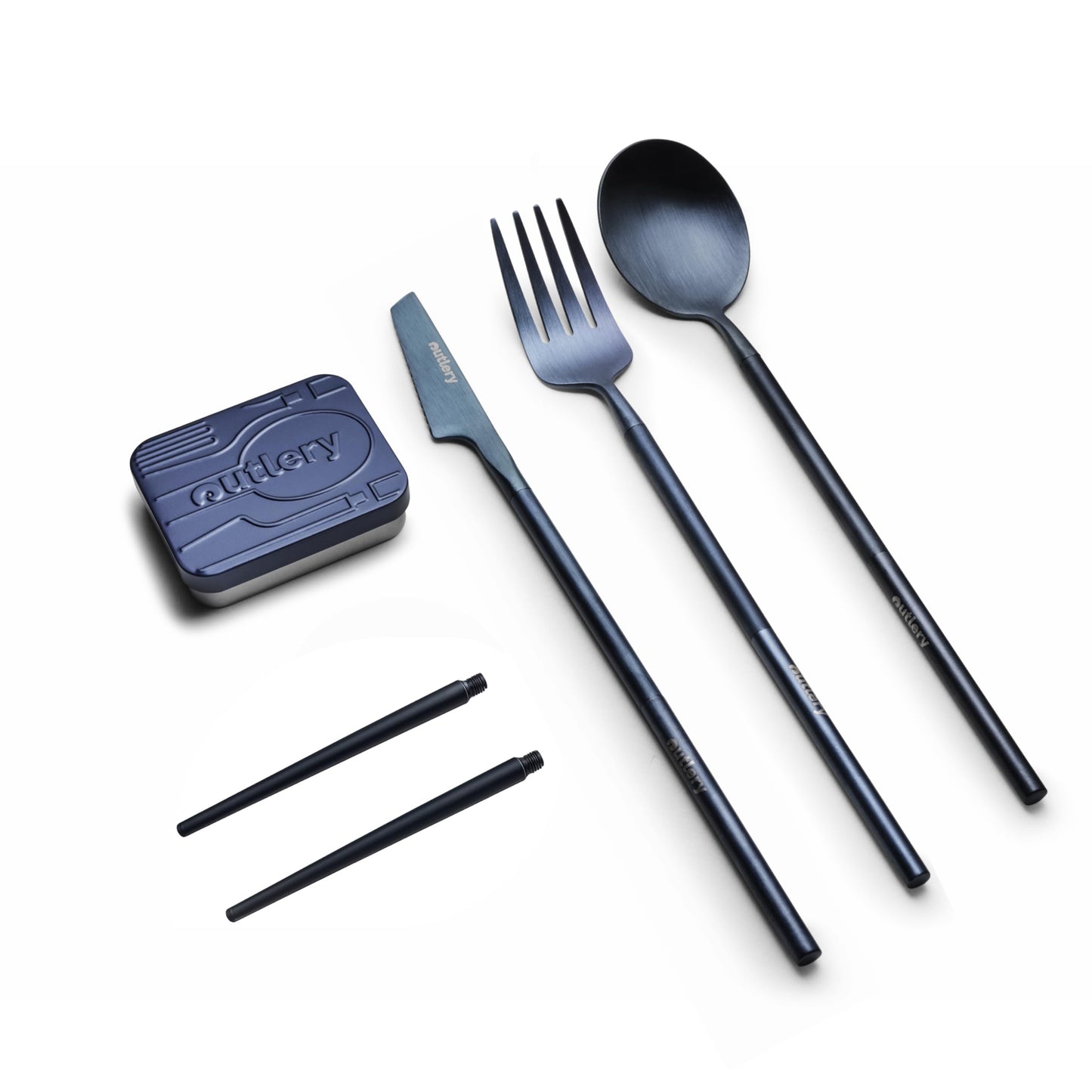 Reisebesteck-Set für 1 Person mit Etui, Walblau