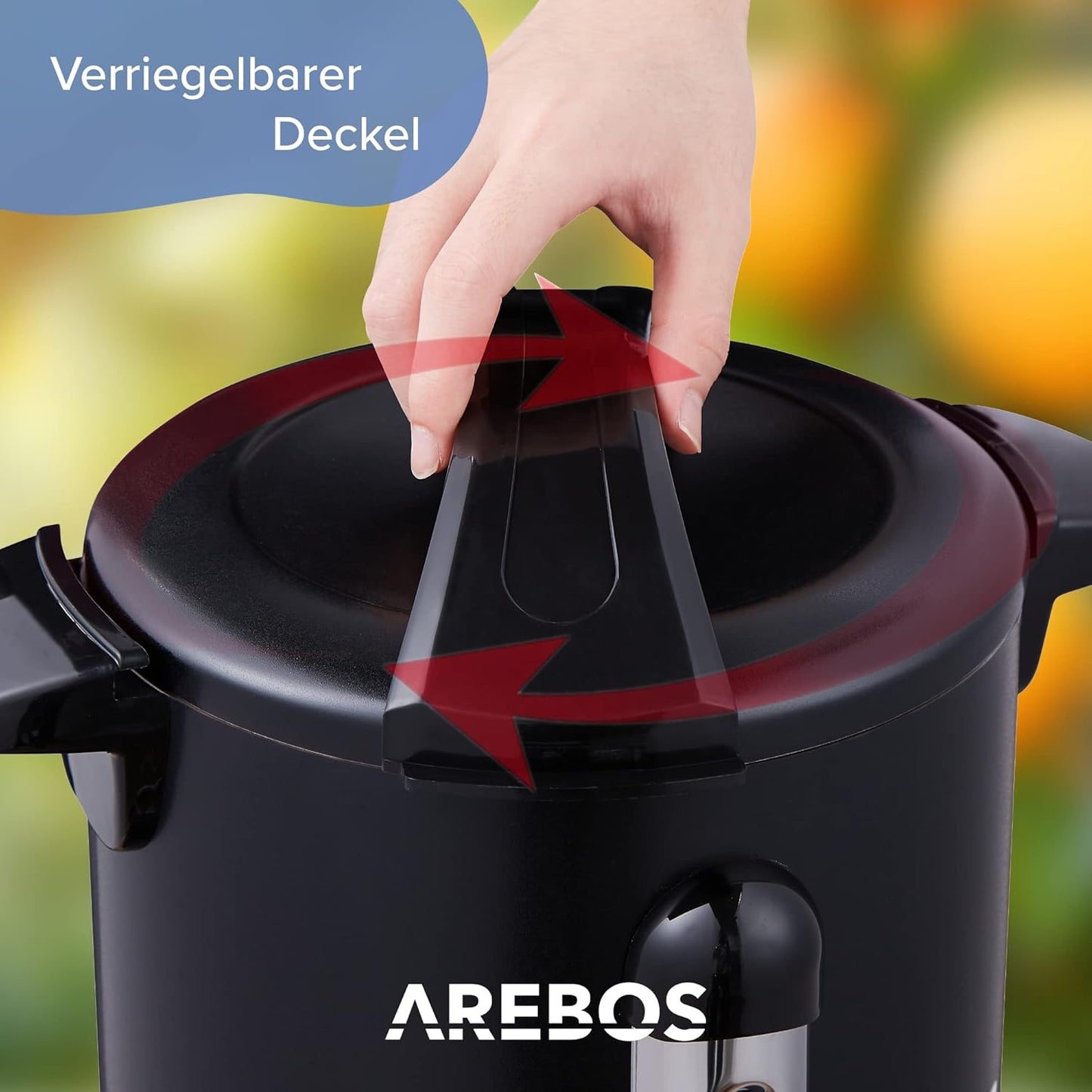 3in1 Glühweinkocher mit Auffangschale, Auslasshahn & Thermostat, Schwarz