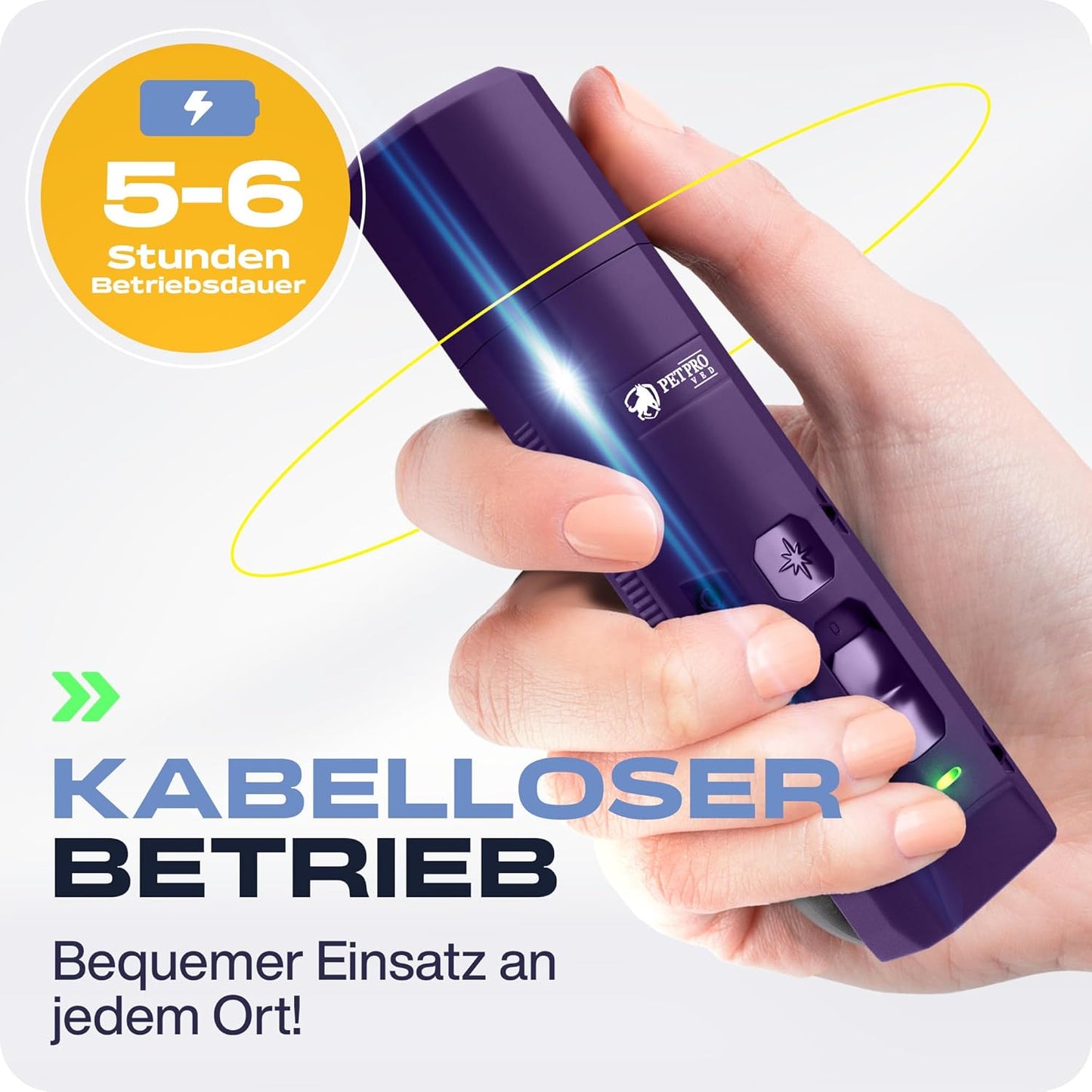 Elektrischer Krallenschleifer mit LED-Licht, Violett