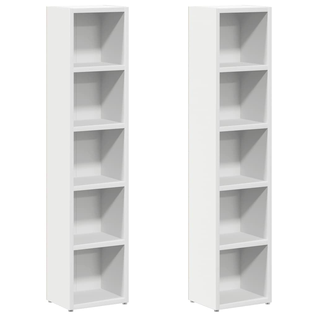 2er-Set CD-Regal mit Vitrine, Weiss