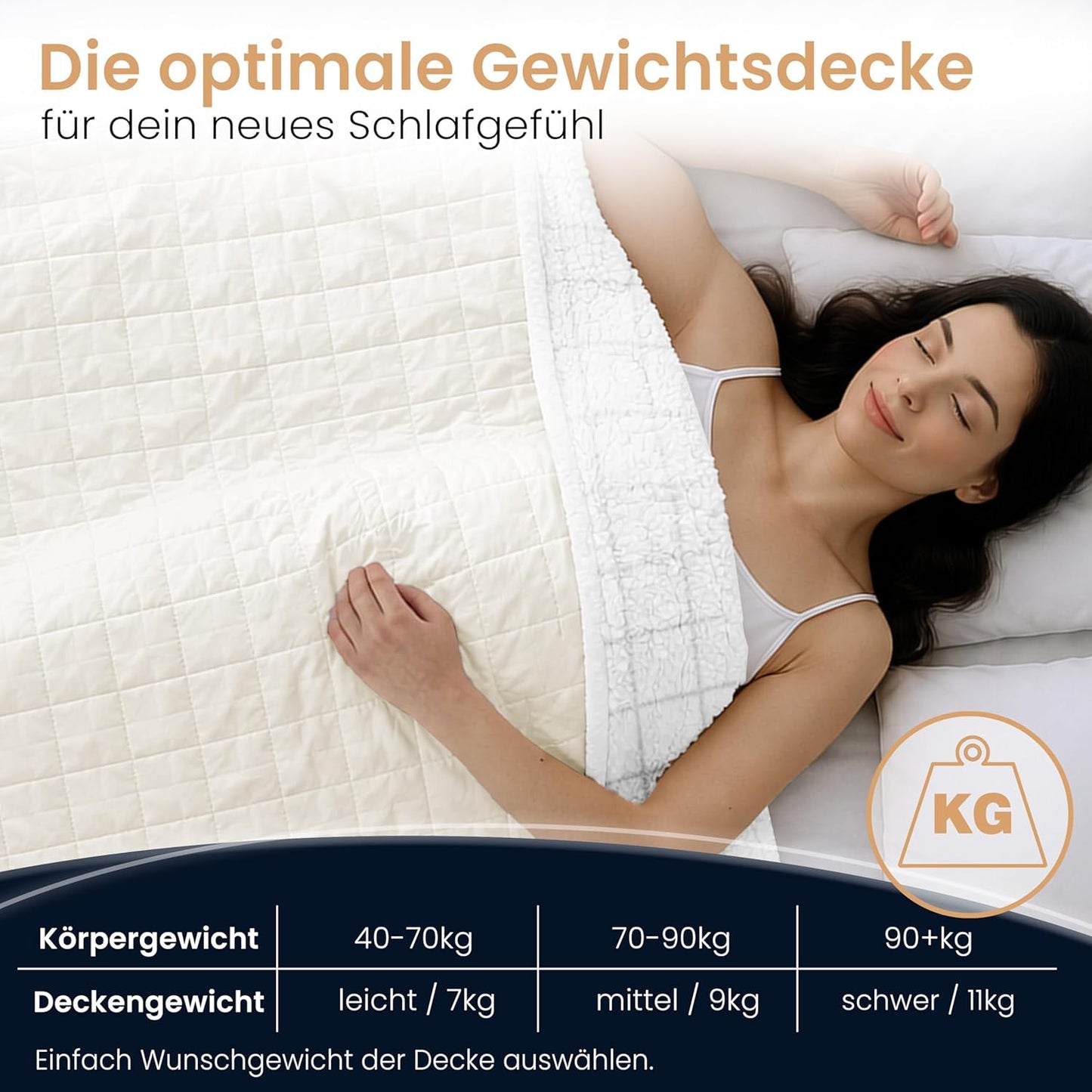 Gewichtsdecke, Weiss 135 x 200 cm 11 Kilogramm