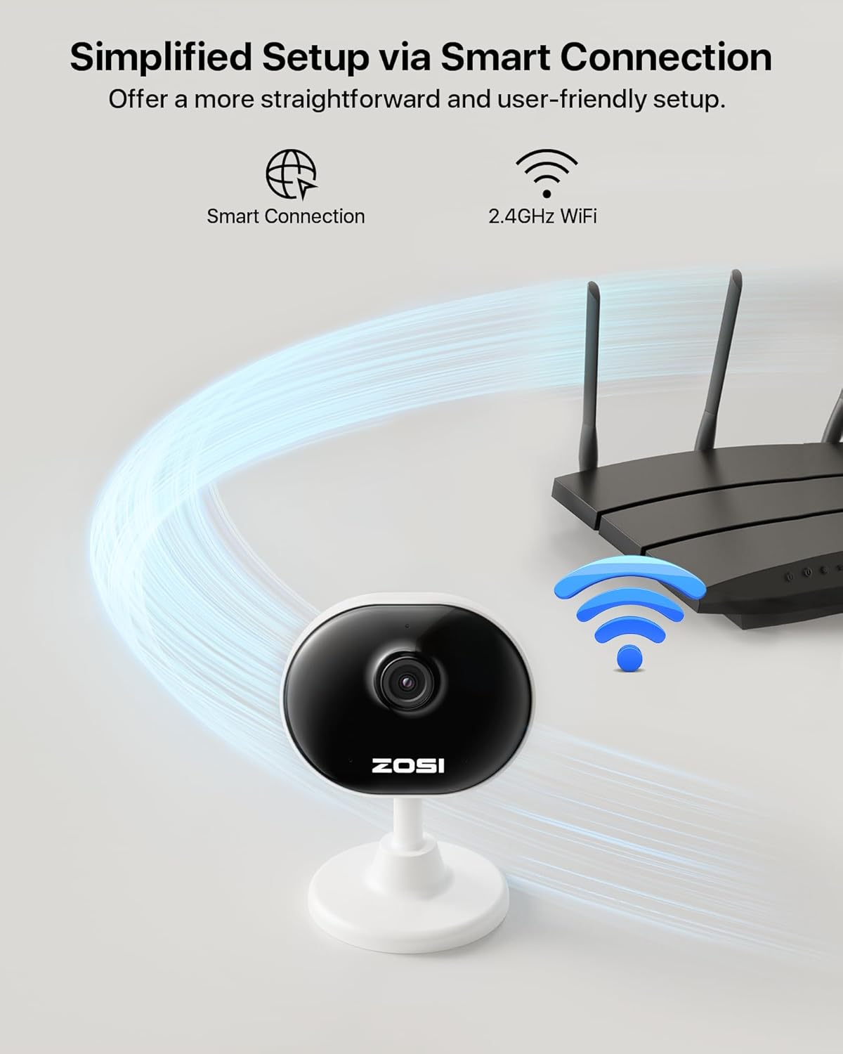 1080P WLAN Überwachungskamera mit KI & Nachtsicht, Weiss 2MP WiFi