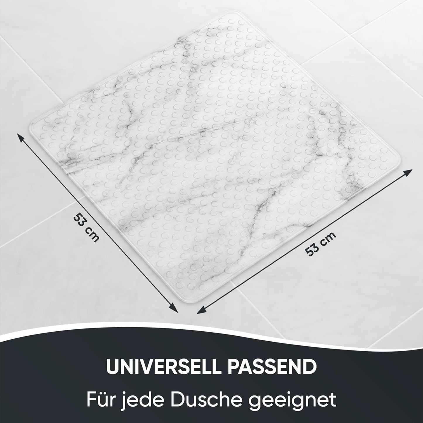 Rutschfeste Badematte 53 x 53 cm, maschinenwaschbar, Marmor