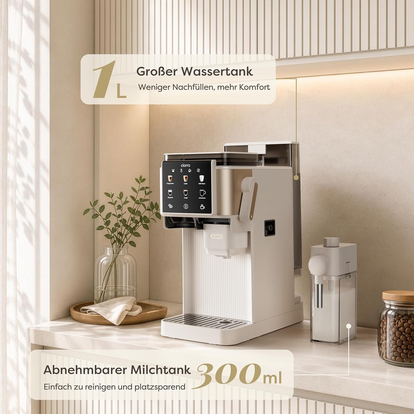 Espressomaschine mit Mahlwerk & Milchaufschäumer