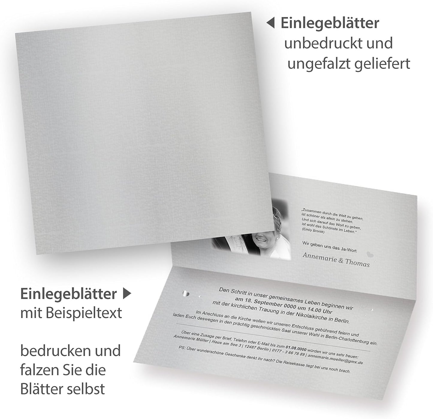 Einladungen Hochzeit-Sets, 40 Sets