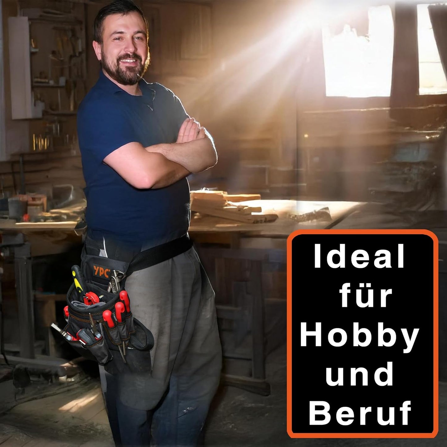Presto Werkzeug-Gürteltasche mit 12 Taschen, Schwarz-orange