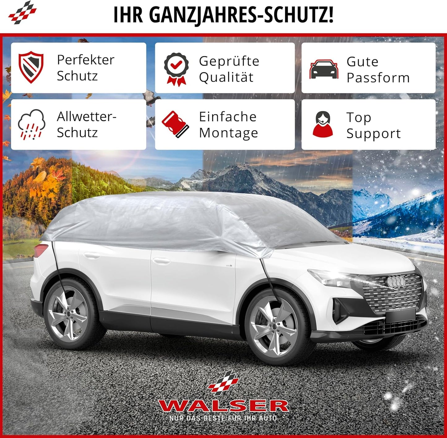 Autoabdeckplane All Weather Basic, M - silber Halbgarage