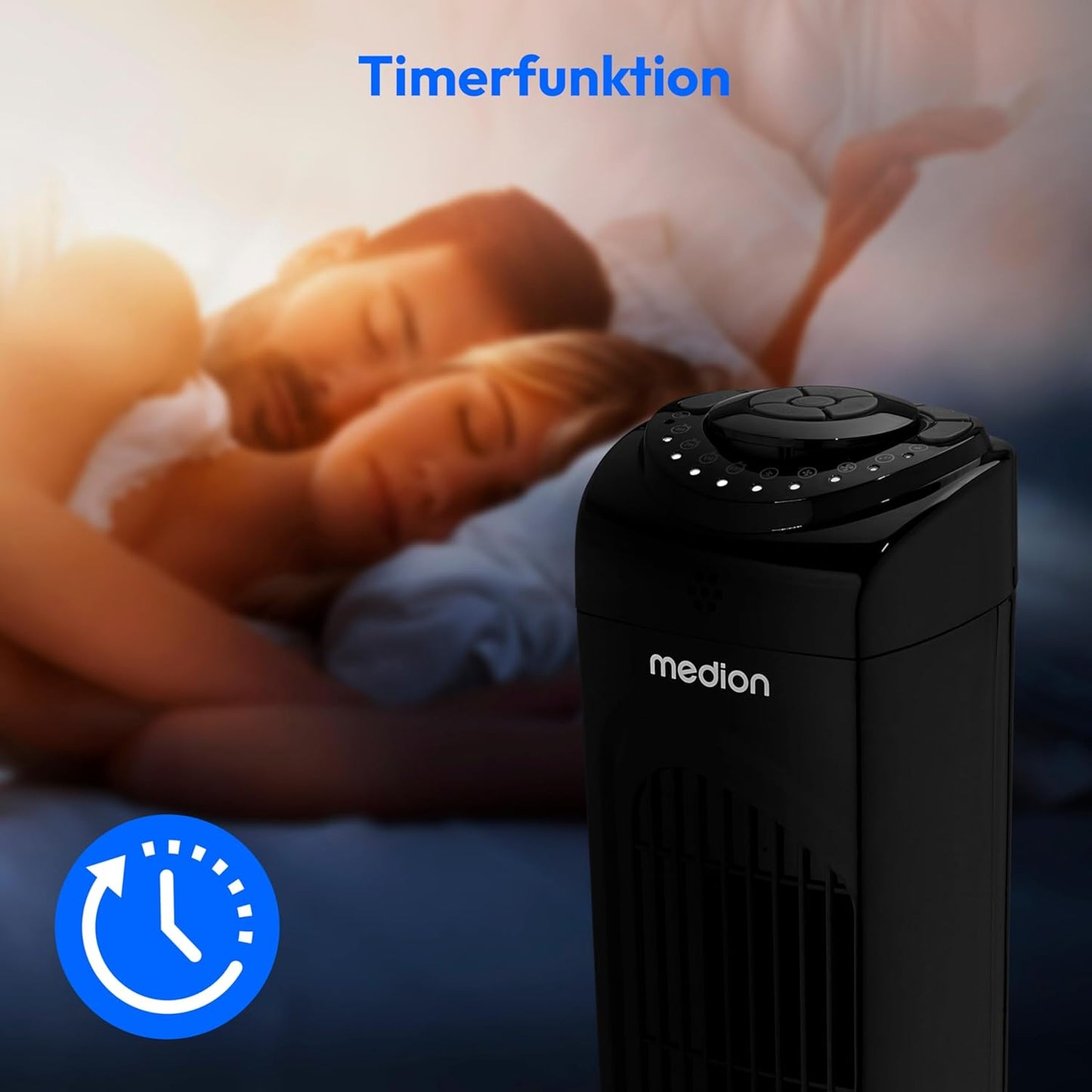 E11 TF Turmventilator mit Fernbedienung, Schwarz