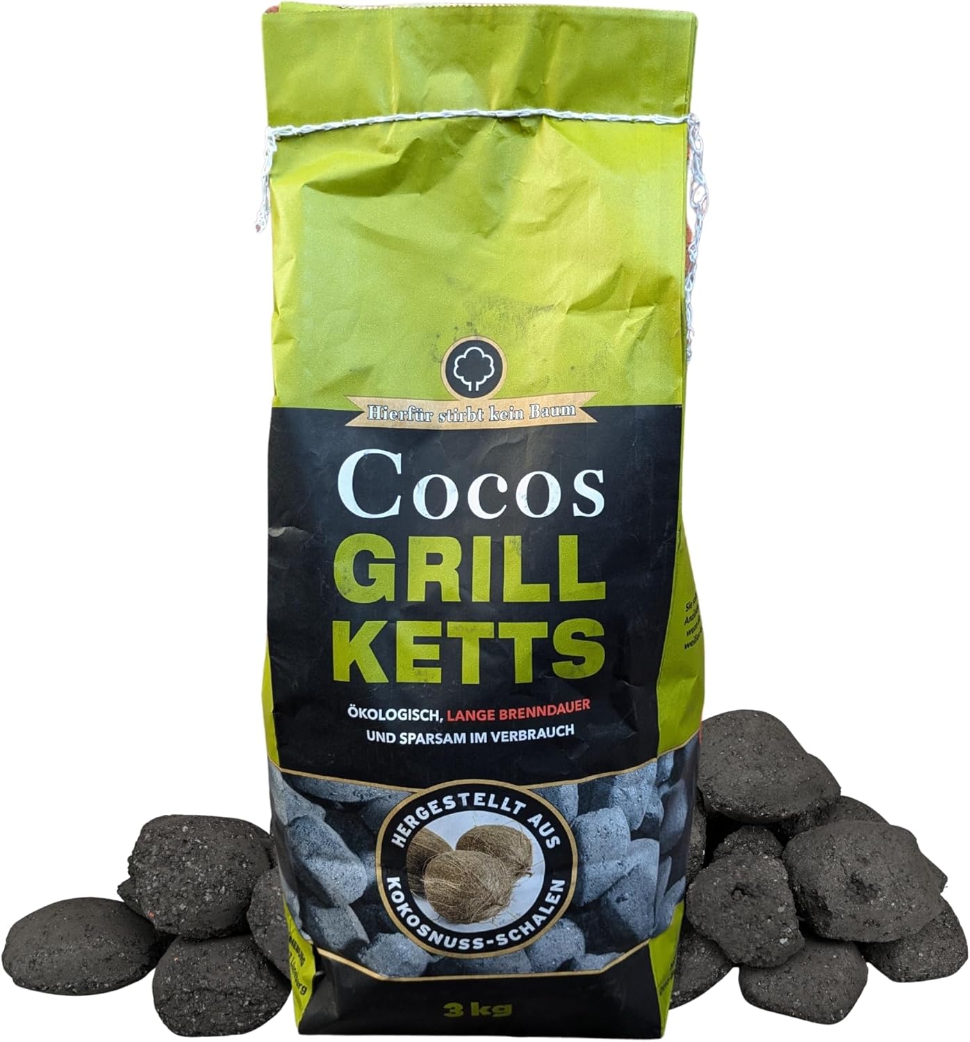 Raucharme Grillbriketts aus Kokos-Kohle, 6kg + 1 HL Kauf Block