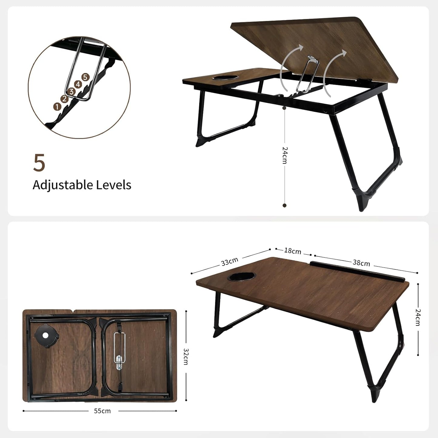 Klappbarer Laptoptisch, Braun