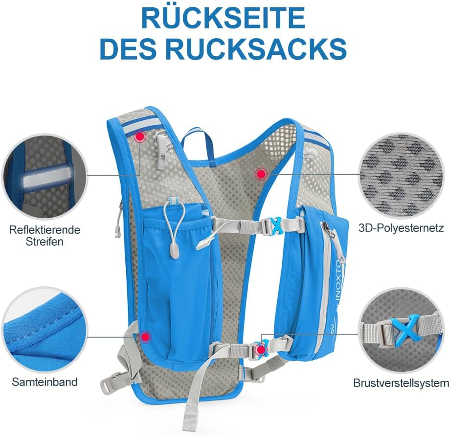 Trinkrucksack mit 1.5l Wasserblase, Saphir Standard
