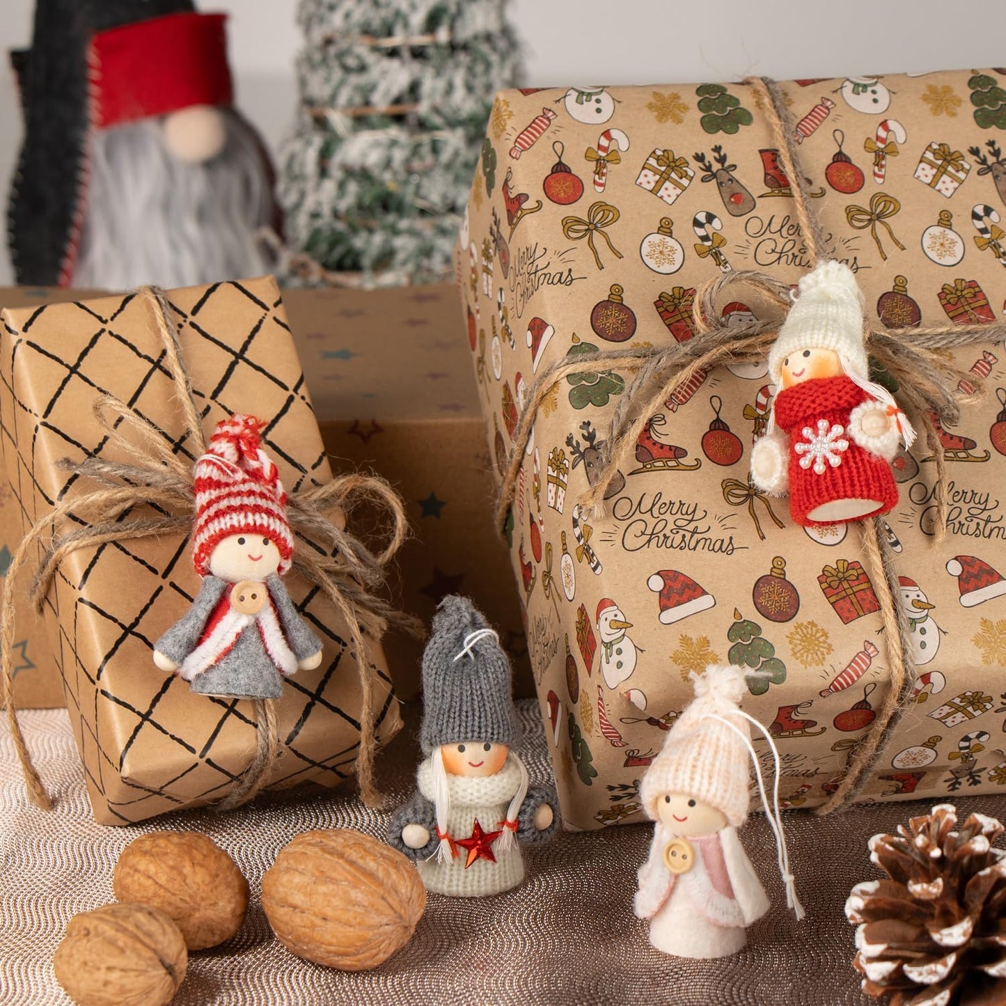 Weihnachtsbaum-Anhänger Engel-Set (12 Stück), Big Pack A - Rot + Rosa + Grau