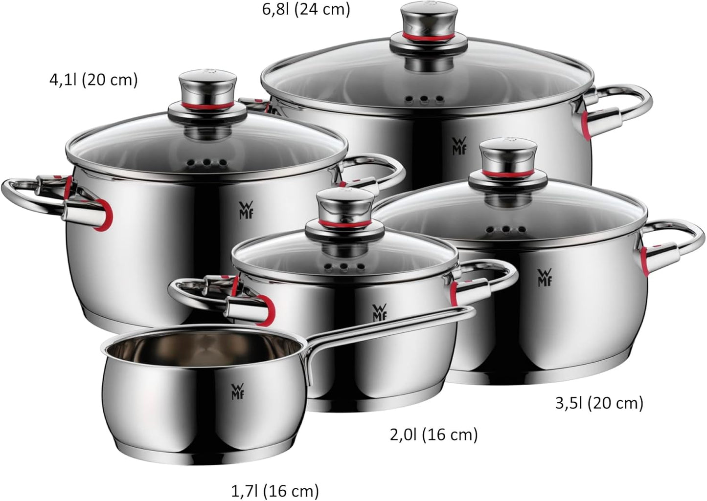 Quality One Induktions-Topfset, 5-teilig, Quality One Topfset 5-teilig