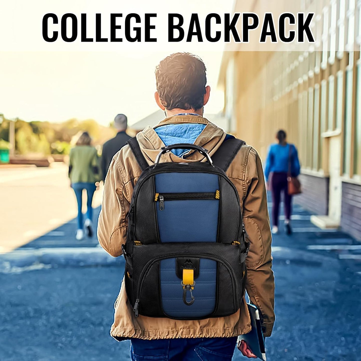 Herrenrucksack mit USB-Port, 18.4 Zoll Königsblau