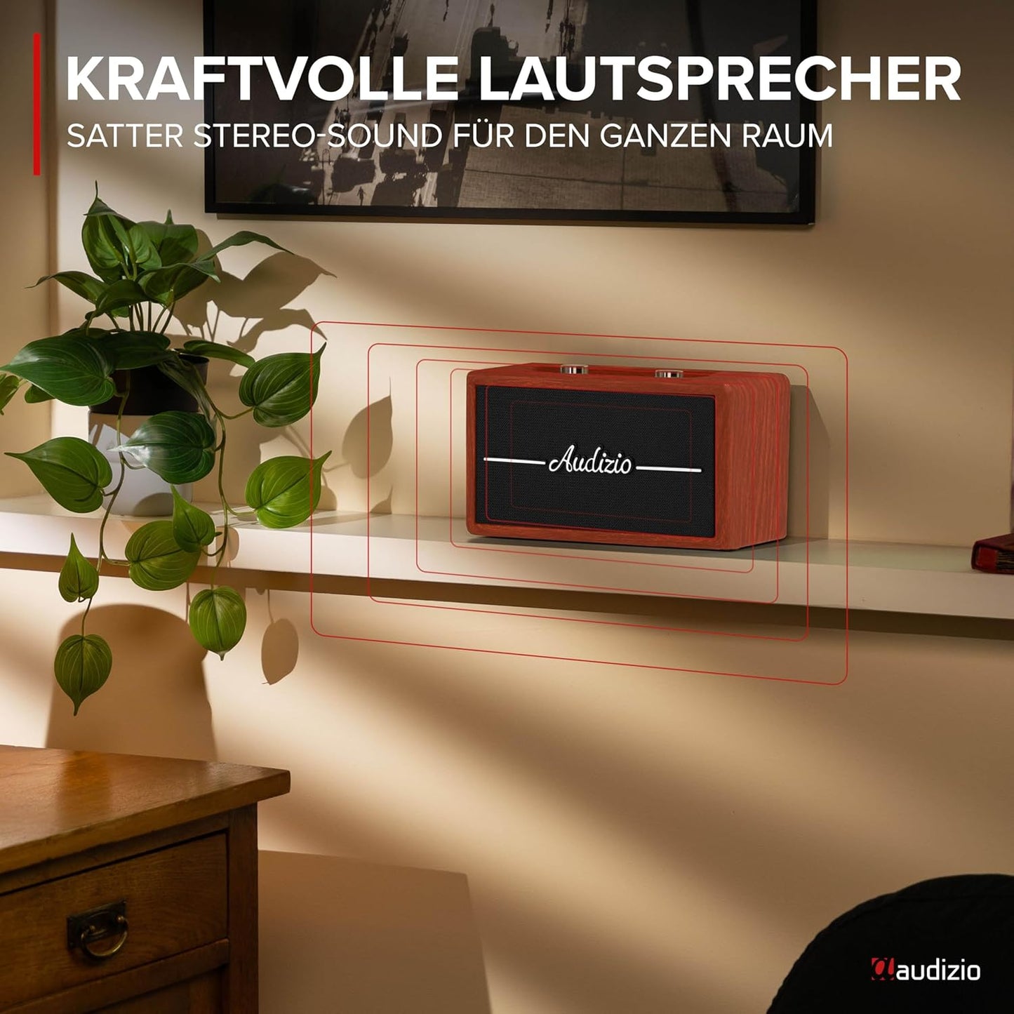 Tune60 DAB Radio mit Bluetooth und Wecker, Rot