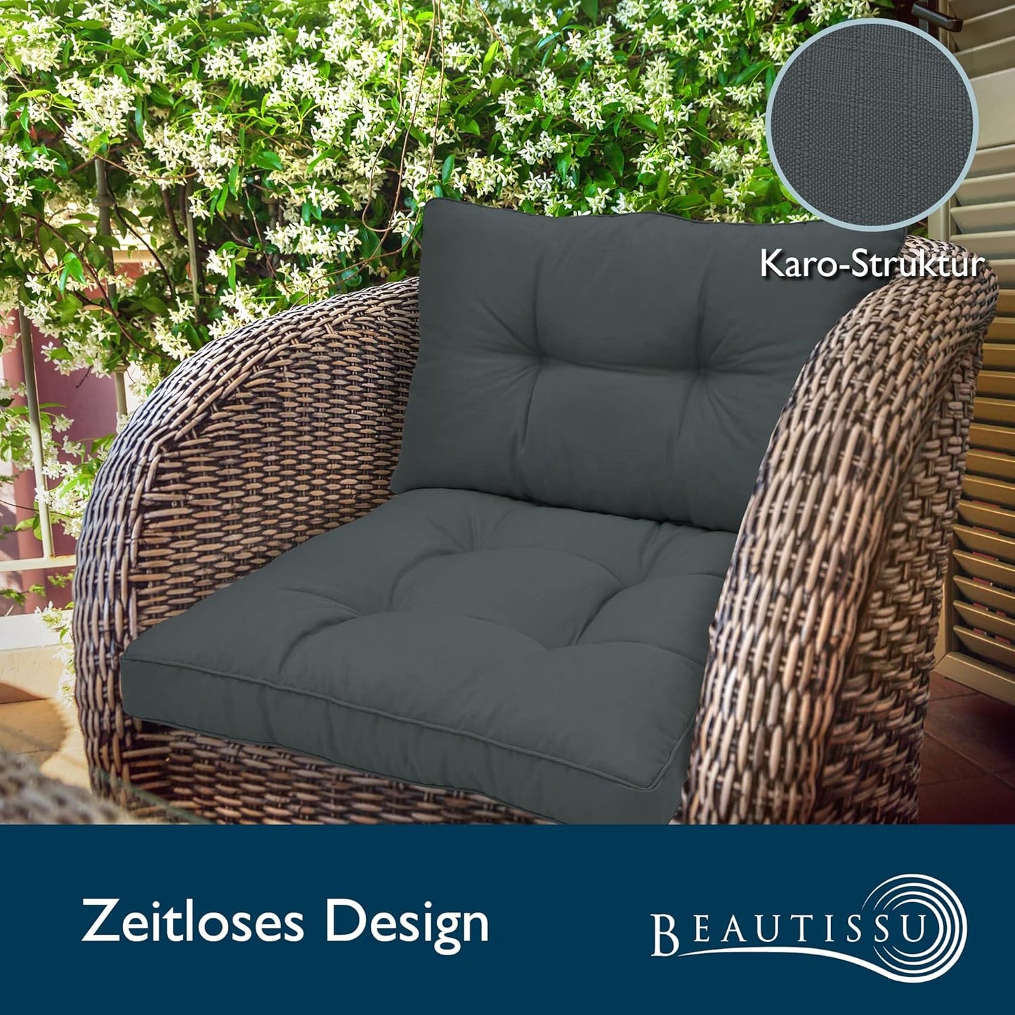 Lounge-Sitzkissen für Gartenmöbel, 50x50x10 cm, Anthrazit Sitzkissen - 50x50x10 cm