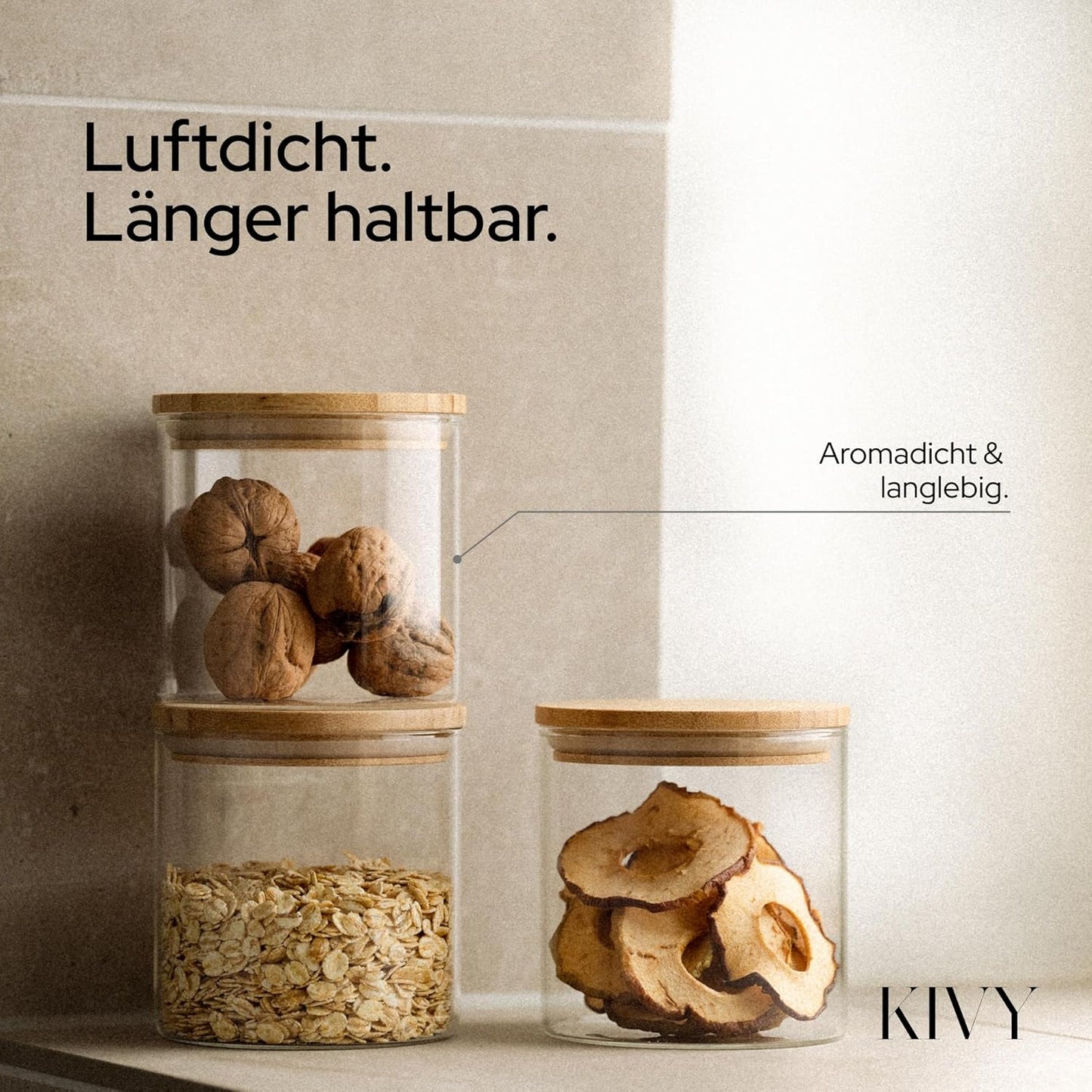 Vorratsgläser-Set mit Bambusdeckel, 4x 600ml