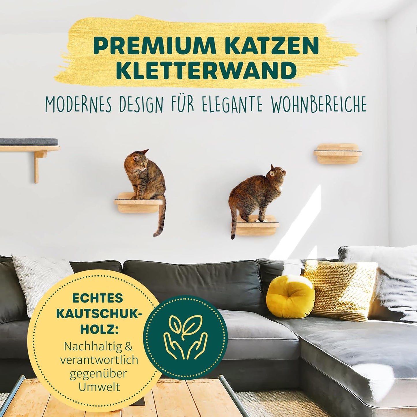 Katzentreppen-Set für Wandmontage, 3x Stufen L