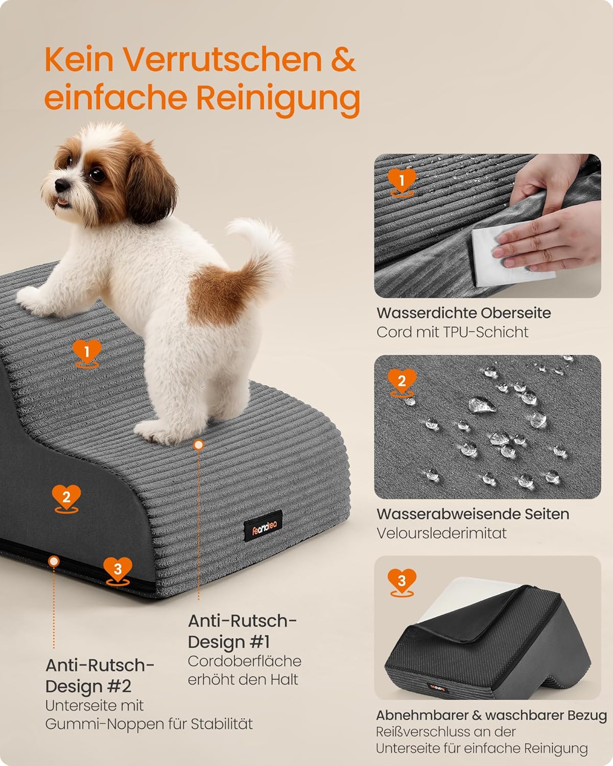 Haustiertreppe mit 2 Stufen, 2 Stufen (40T cm) schiefergrau