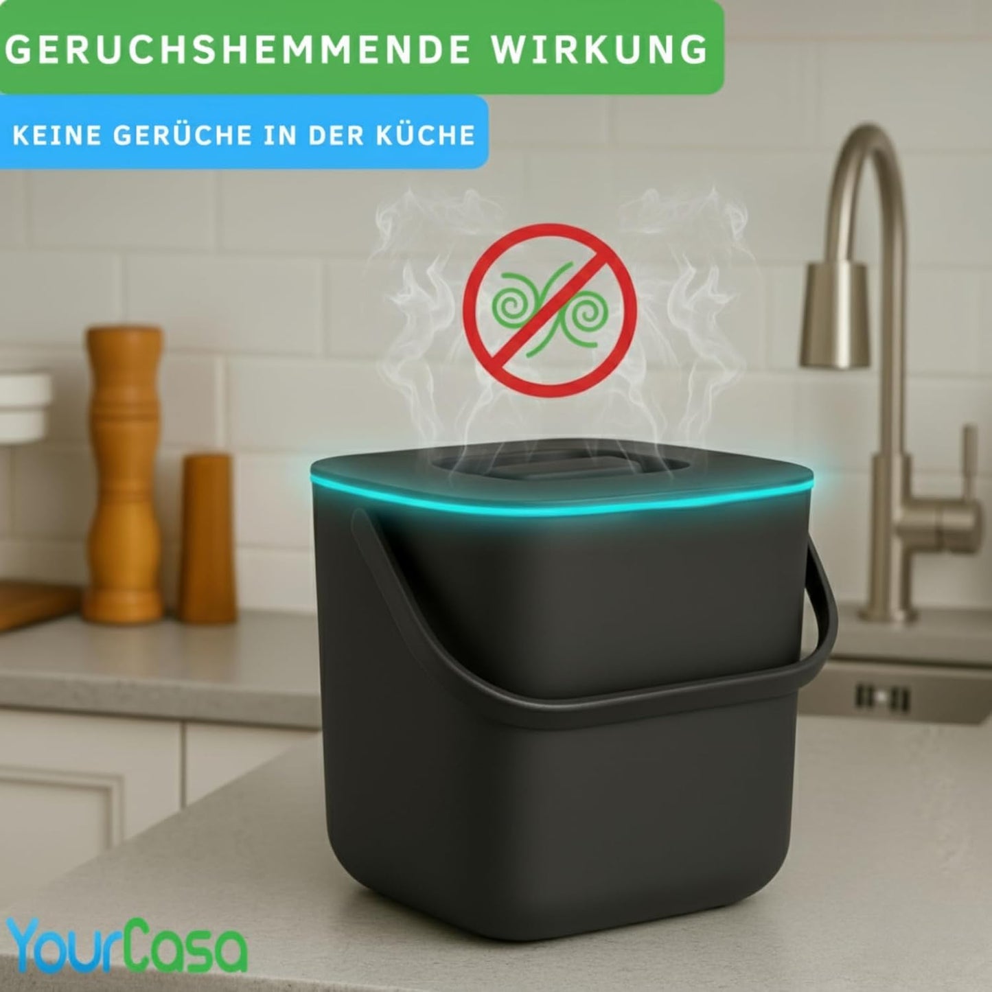 Biomülleimer mit Sieb, 4 L Anthrazit