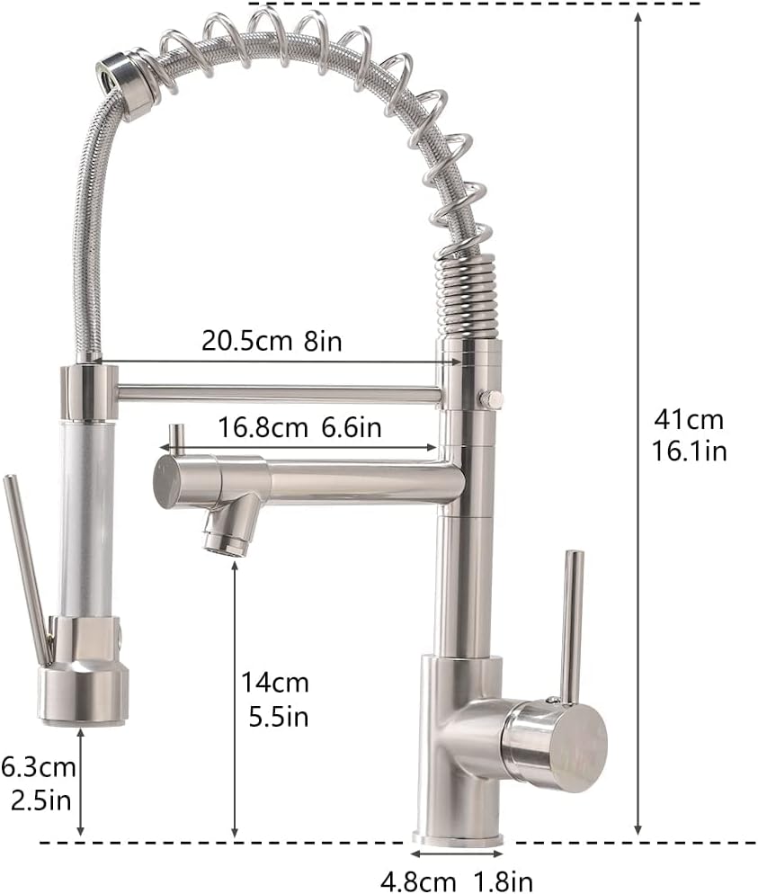 Küchenarmatur mit schwenkbarer Brause, Gebürstetes Nickel