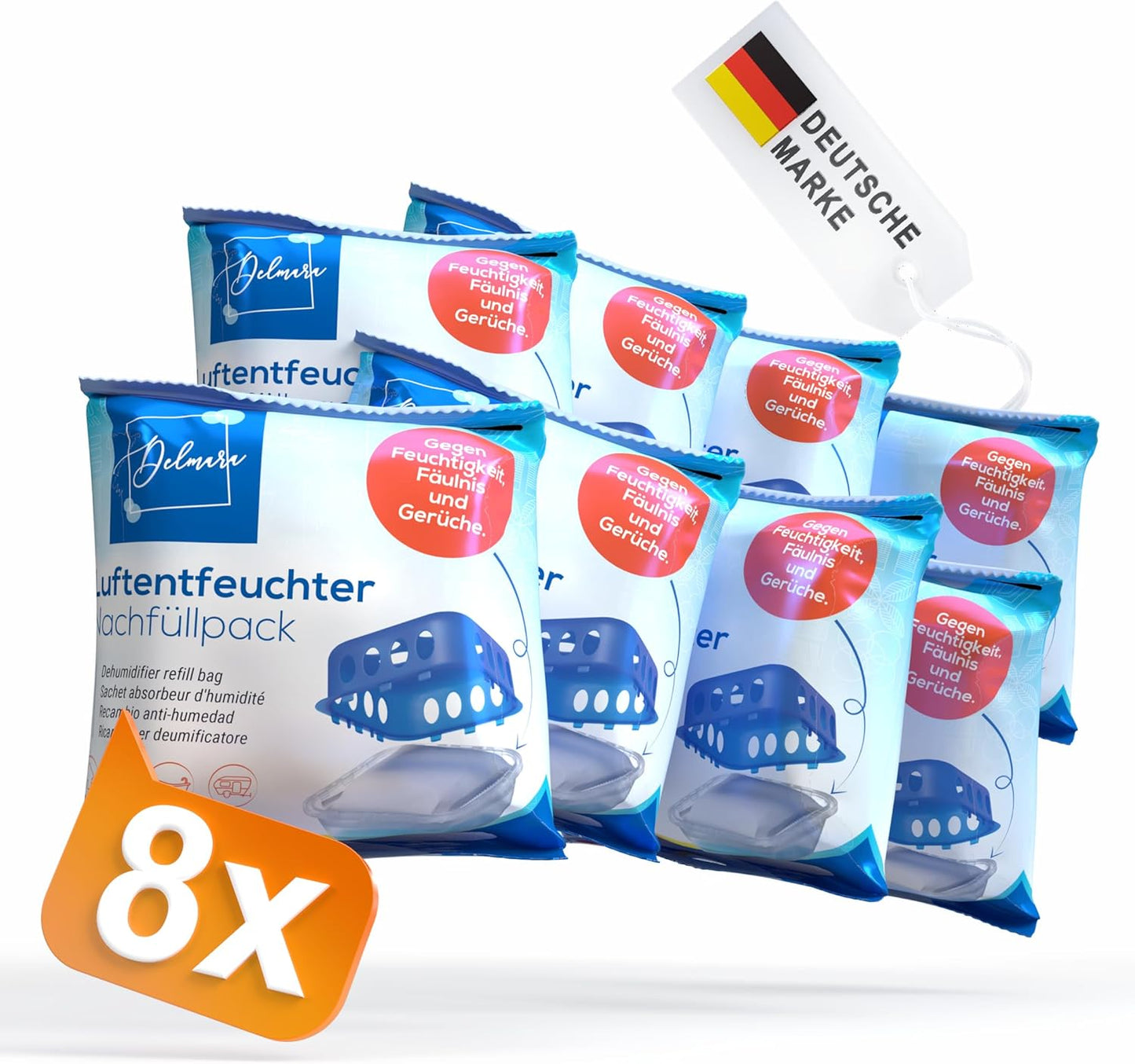 Luftentfeuchter Nachfüllpack (8x 400g Granulat), 8x Nachfüllpacks