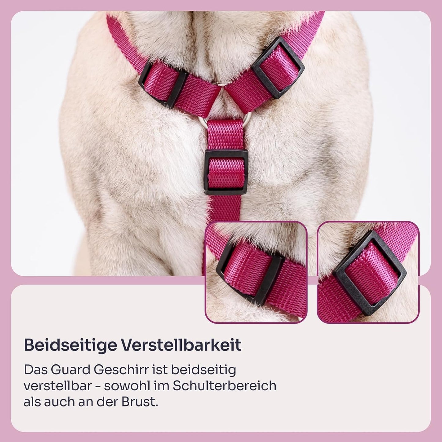 Hundegeschirr mit Anti-Zug, L Bordeauxrot