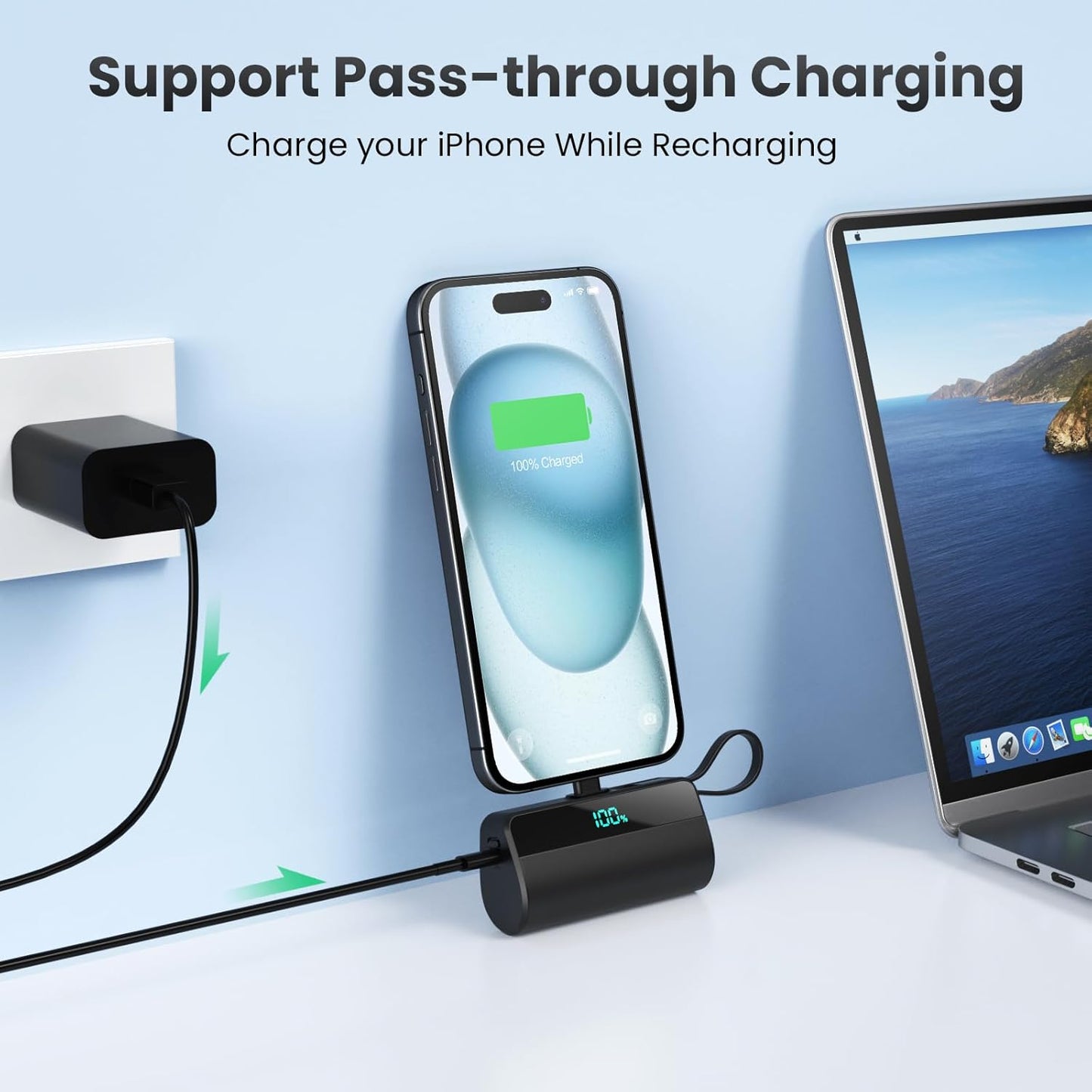 Powerbank mit LED-Display, A-Schwarz