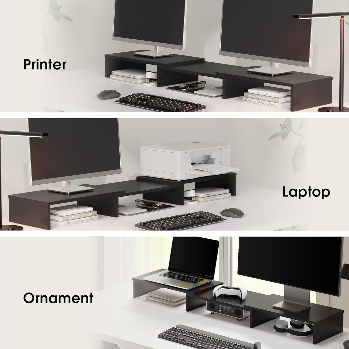 Dual Monitorständer, verstellbar, Schwarz
