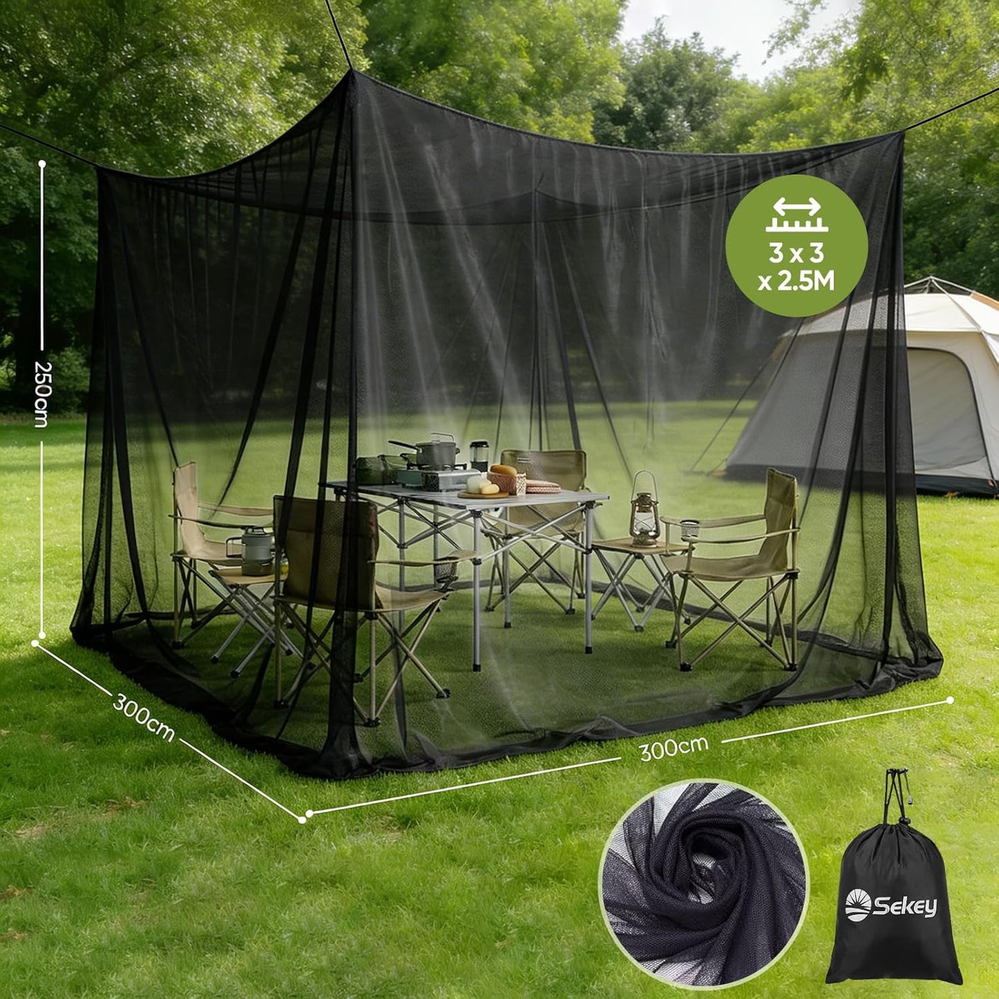 XXL-Moskitonetz für Outdoor, Schwarz 300 x 300 x 250 cm 1