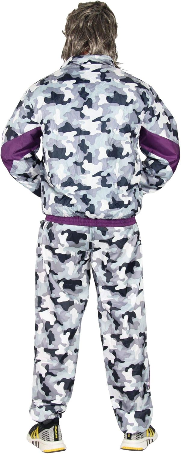 80er Jahre Trainingsanzug, S Camouflage Grau
