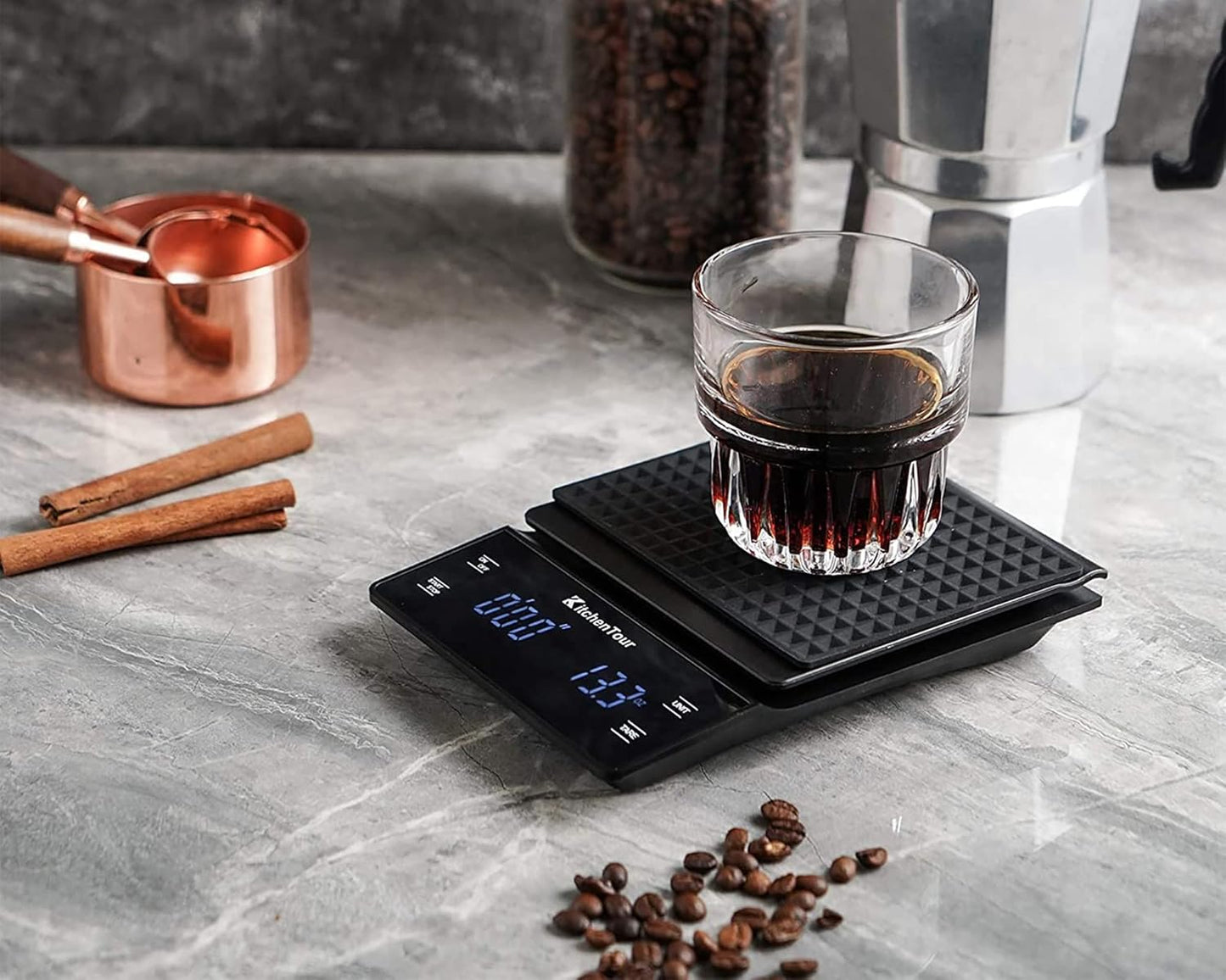 Digitale Kaffeewaage mit Timer und LED-Touchscreen