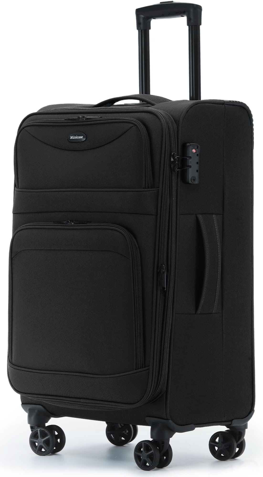 Erweiterbarer Stoffkoffer mit TSA-Schloss & Rollen, Schwarz Koffer L (69 cm) erweiterbar