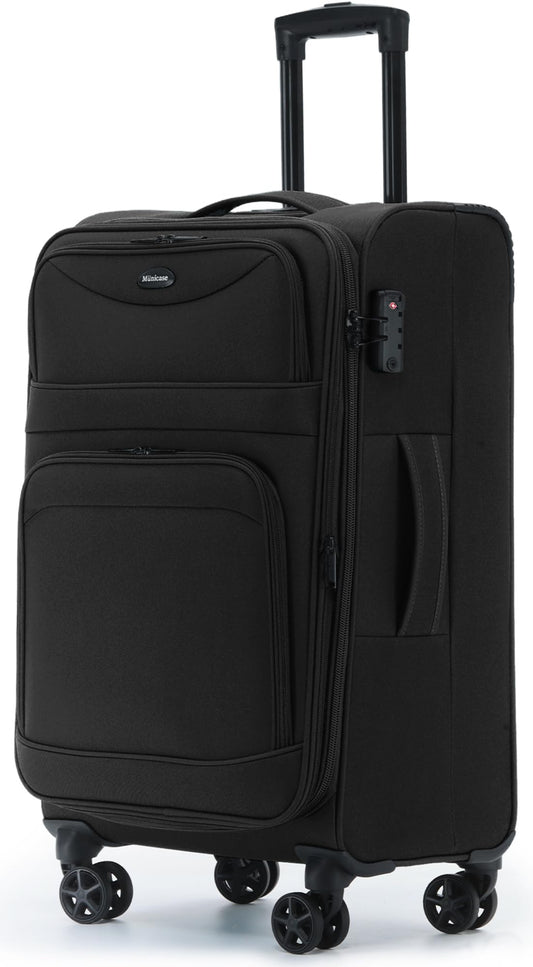 Erweiterbarer Stoffkoffer mit TSA-Schloss & Rollen, Schwarz Koffer L (69 cm) erweiterbar