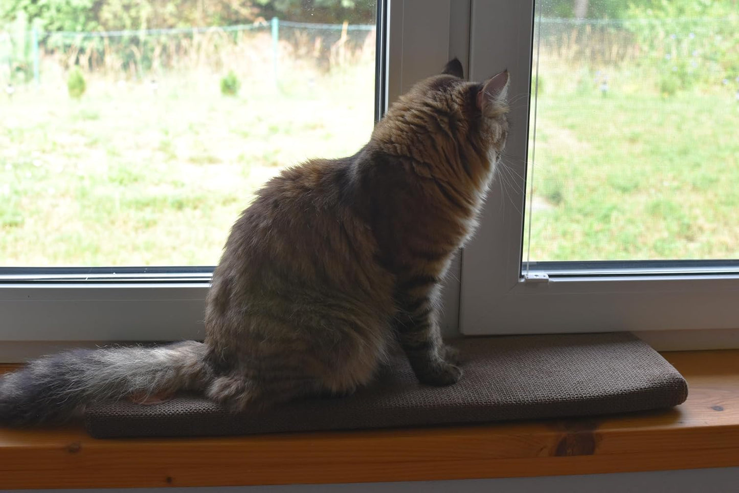 Katzen Fensterliege Cleo mit rutschfester Rückseite, Braun Struktur 70 x 27 x 3 cm