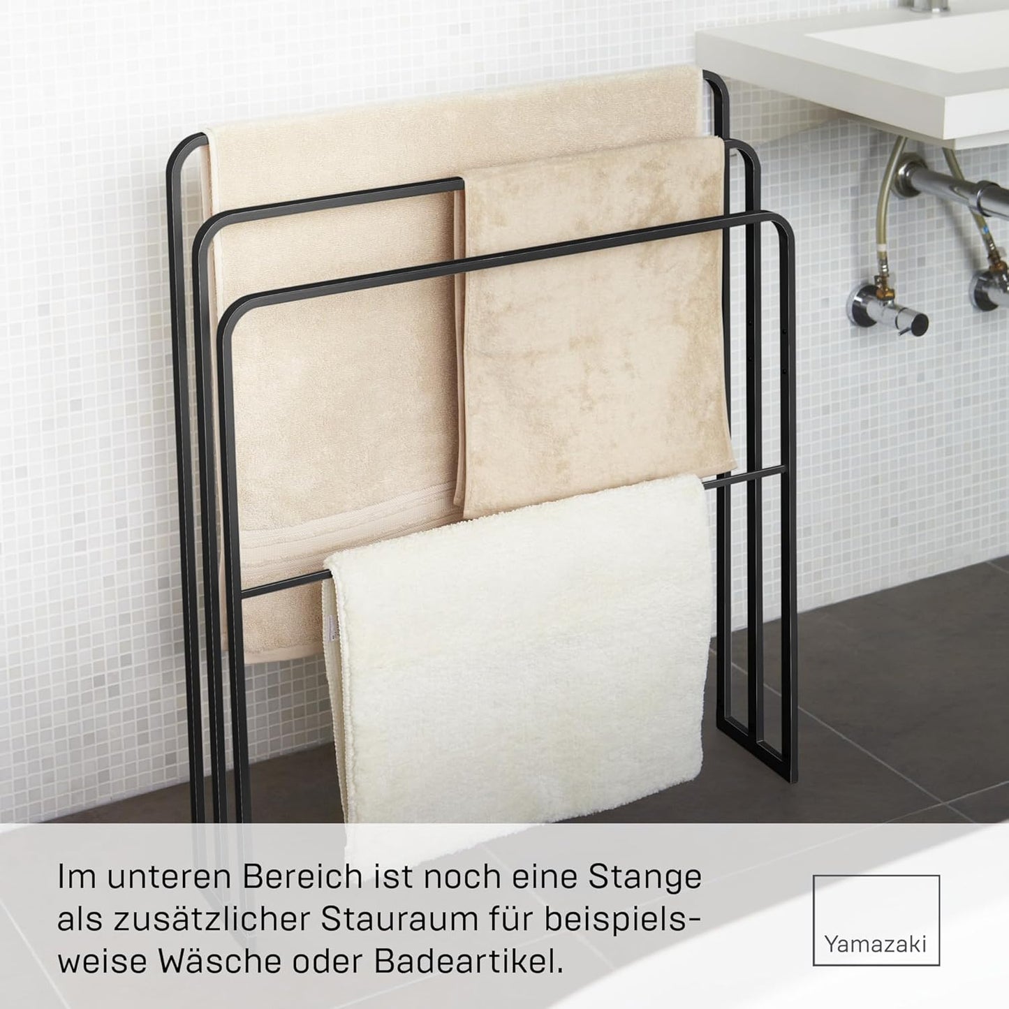Handtuchständer mit 3 Stangen TOWER, Schwarz